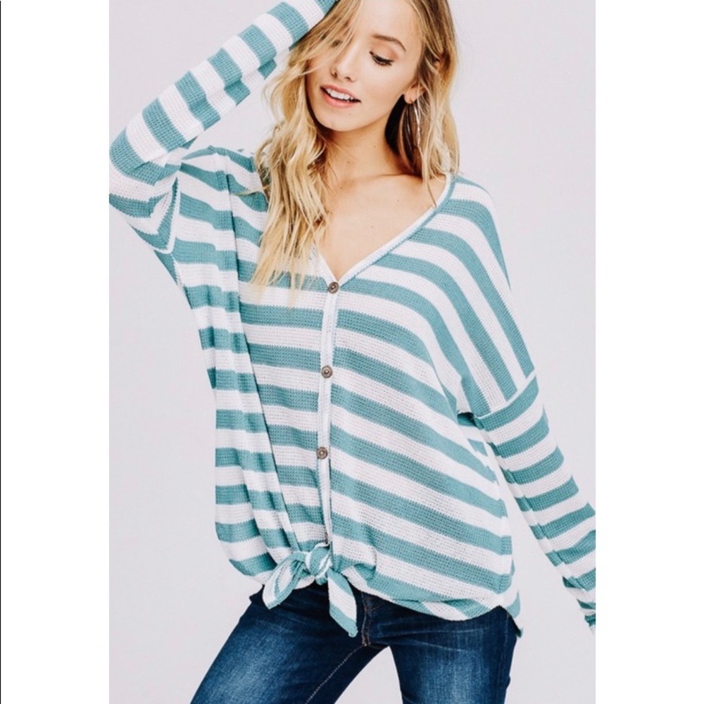 NEW! Striped Front Tie Top!